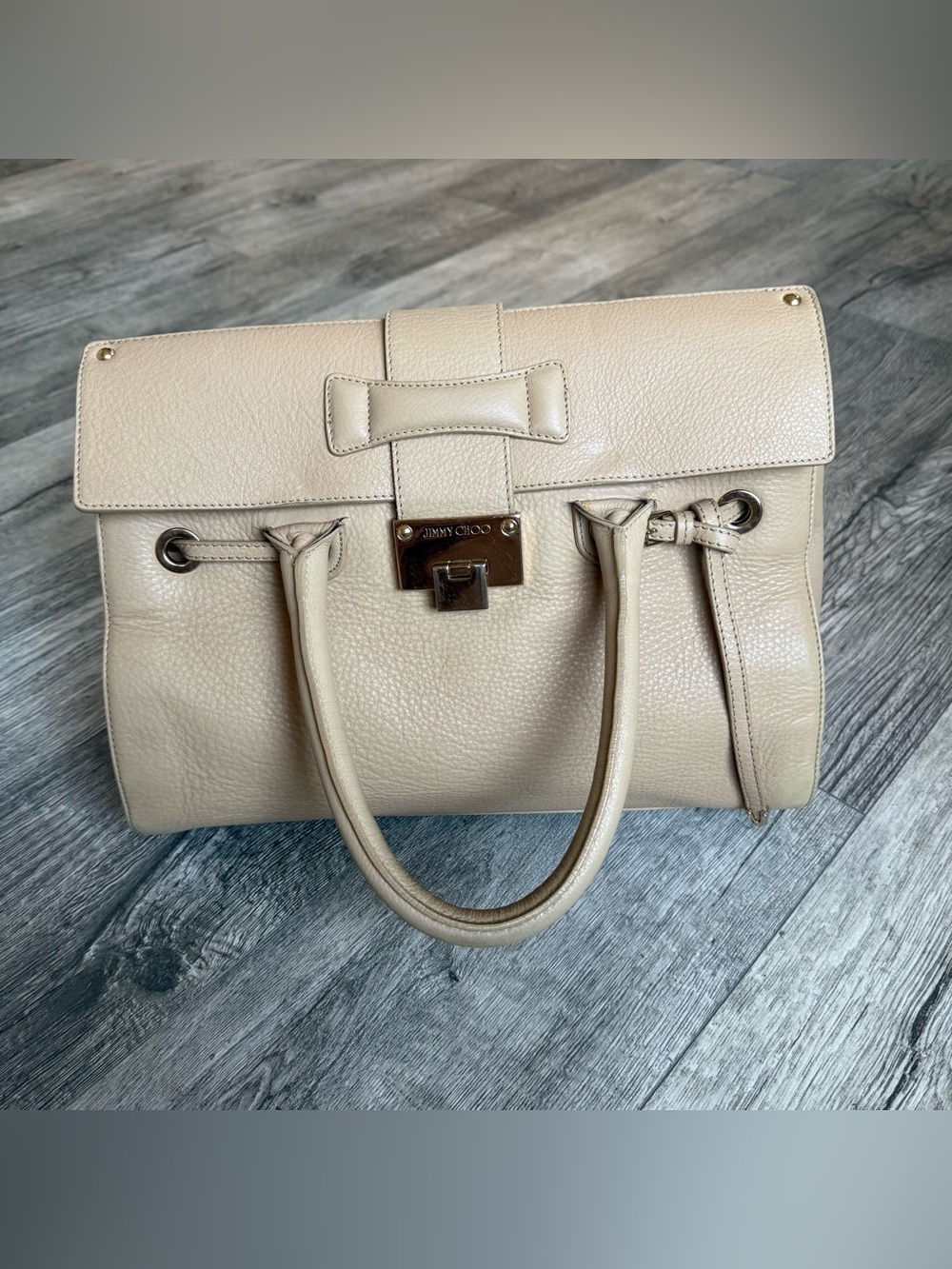 Jimmy Choo Rosalie Beige Leather Satchel Handbag – Missing Shoulder Strap